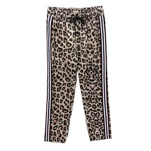 MOTHER Leopard Print Ankle Pants with Stripes